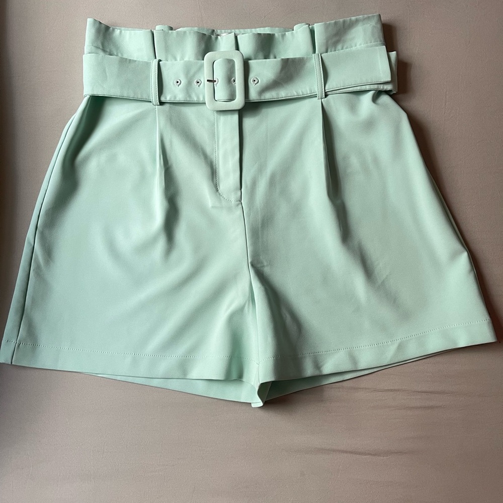 Ovi Mint High-Waisted Belted Shorts Size L